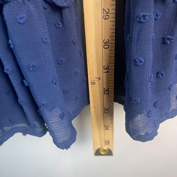 Altar'd State Dress Women's Small Navy Blue Swiss Dot Empire Waist Tiered Ruffle - Picture 10 of 10